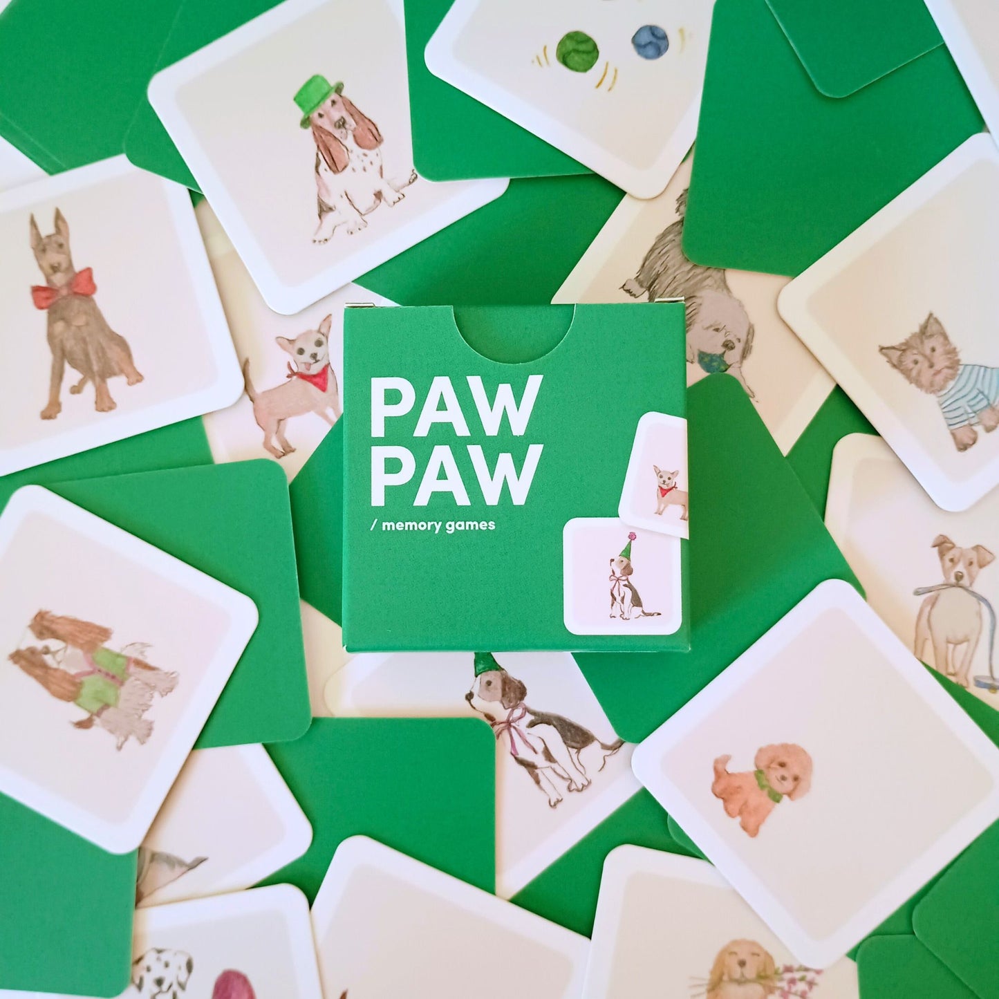 Paw Paw Illustrated memory game with action cards